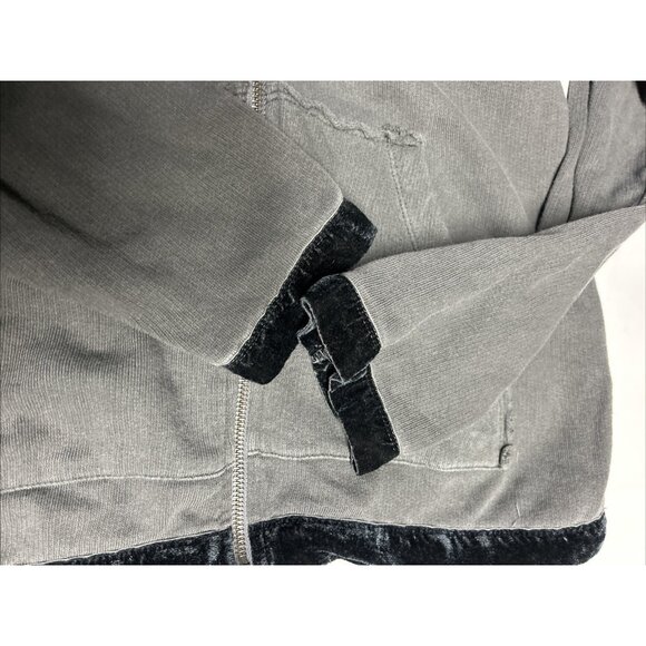 Splendid Full Zip Hoodie Sweatshirt Gray With Black Velvet Trim Size Small - Picture 6 of 9